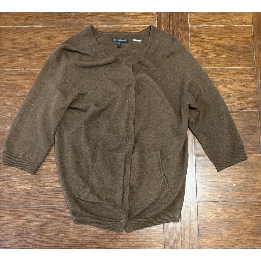 Eileen Fisher Women’s Size S Brown Buttoned Cardigan Sweater NWOT